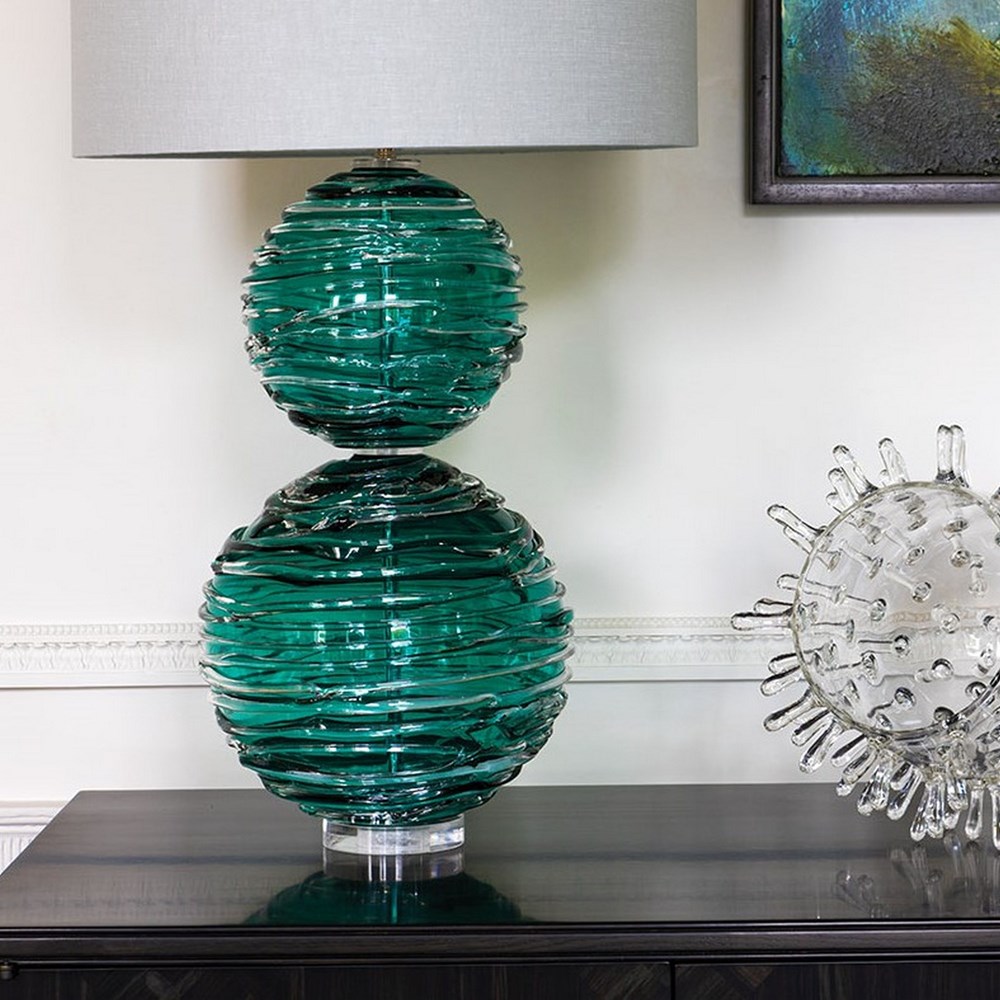 Alfie Crystal Glass Lamp by William Yeoward in Jade Green